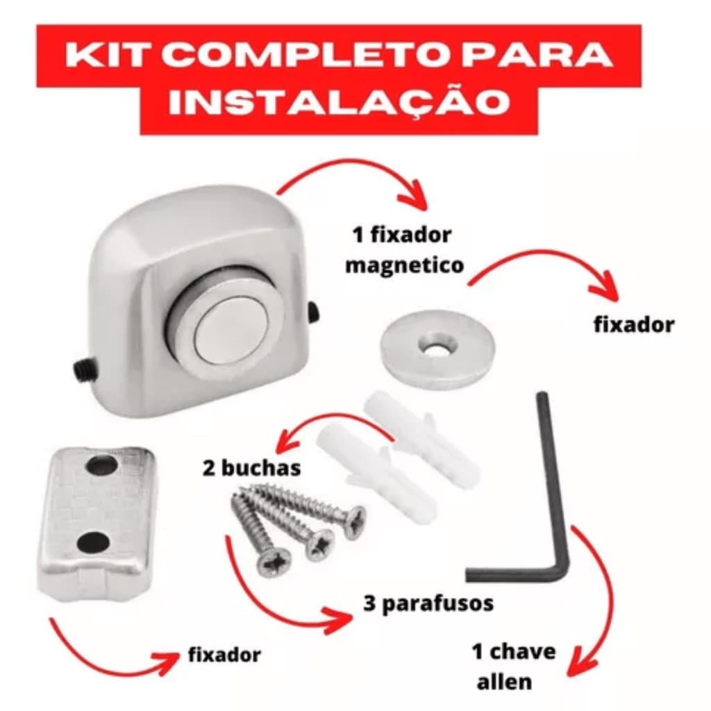 Trava Porta Fixador De Porta Aluminio C/ Imã Não Deixa Bater