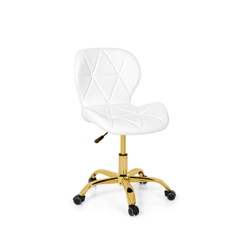 Cadeira Office Eiffel Slim Base Giratória Branca - Dourado Brilho