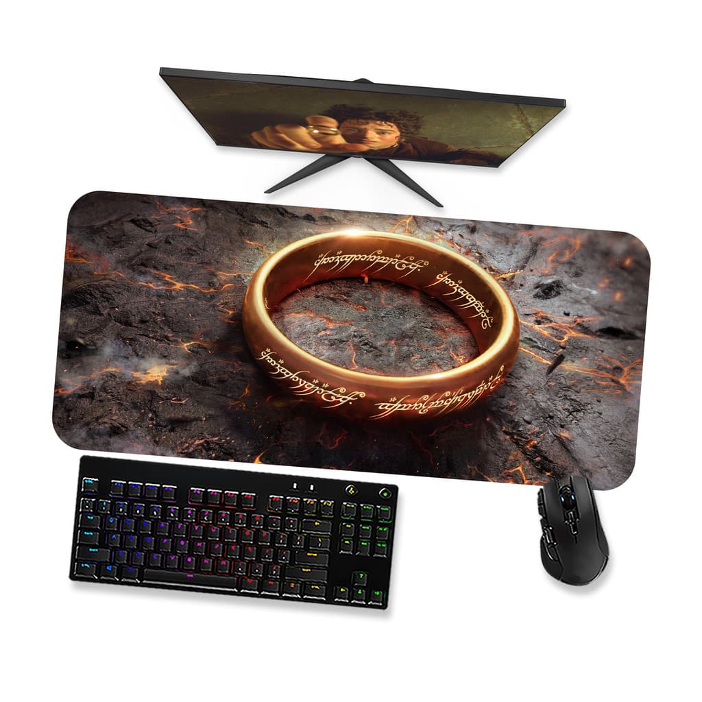 Mouse Pad Gamer Grande  Senhor Dos Anéis  O Um Anél 1  90x40 80x40 60x40 70x30 45x40
