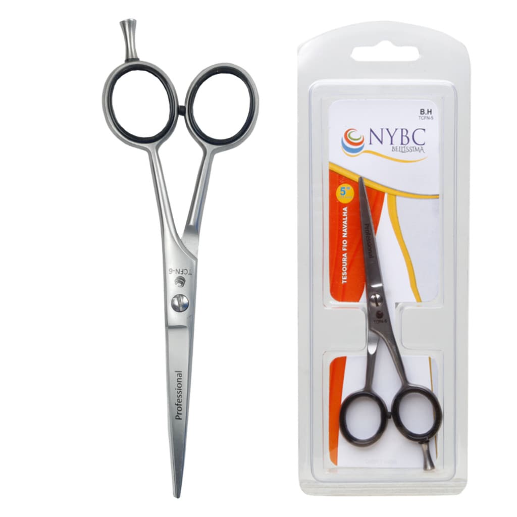 Tesoura de cabelo fio navalha profissional aço inox 6" 15cm