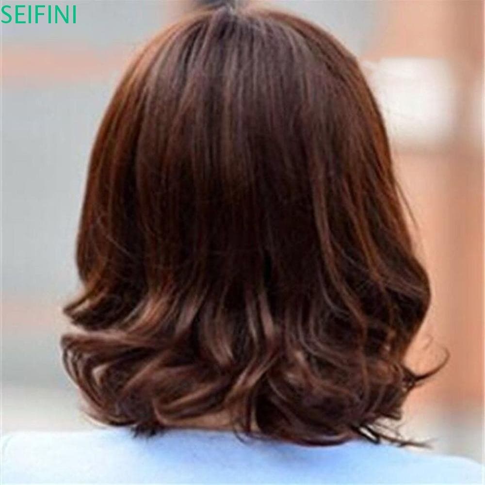 SEIFINI Perucas Curtas Onduladas Encaracoladas , Extensão De Cabelo Estilo Coreano Bob Femininas , Sintéticas Marrons Co