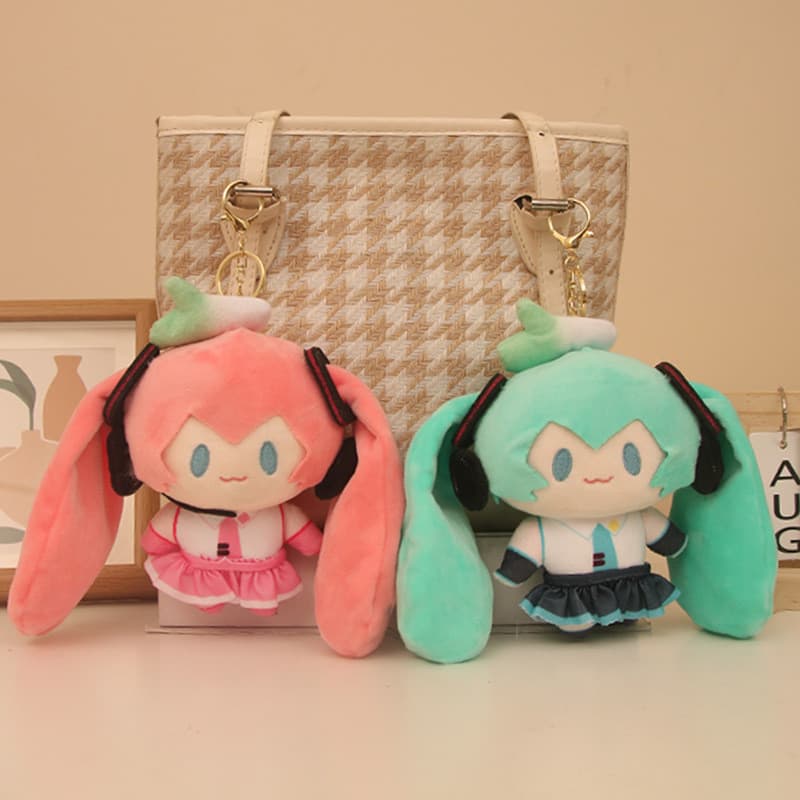 Hatsune Miku Boneca De Pelúcia Chaveiro 15cm Bonito Anime Coleção Brinquedos Periféricos Saco Pingente Decoração Namorad