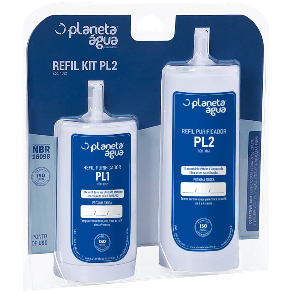 Refil KIT PL2 Planeta Agua 1092  compat c/ apar Latina PA755 XPA775 Sterilizer VITAPLUS VITASALI