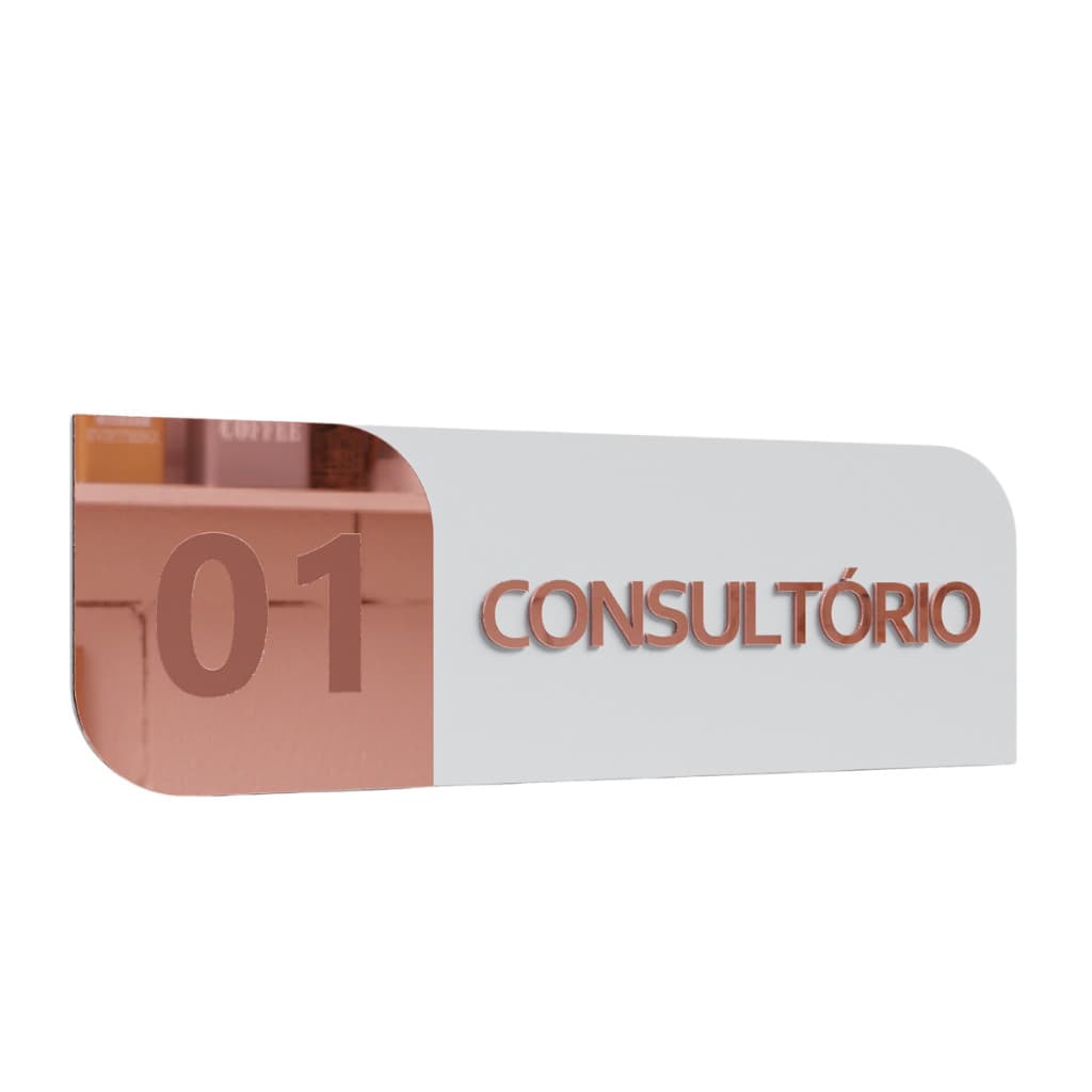 Placa Sinalização Sala Consultório Mdf Acrílico Espelhado Identificação De Porta