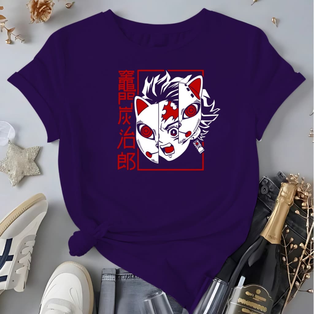 Camiseta Feminina Kaneki Ken Anime Demon Slayer Blusa 100%Algodão Kimetsu No Yaiba