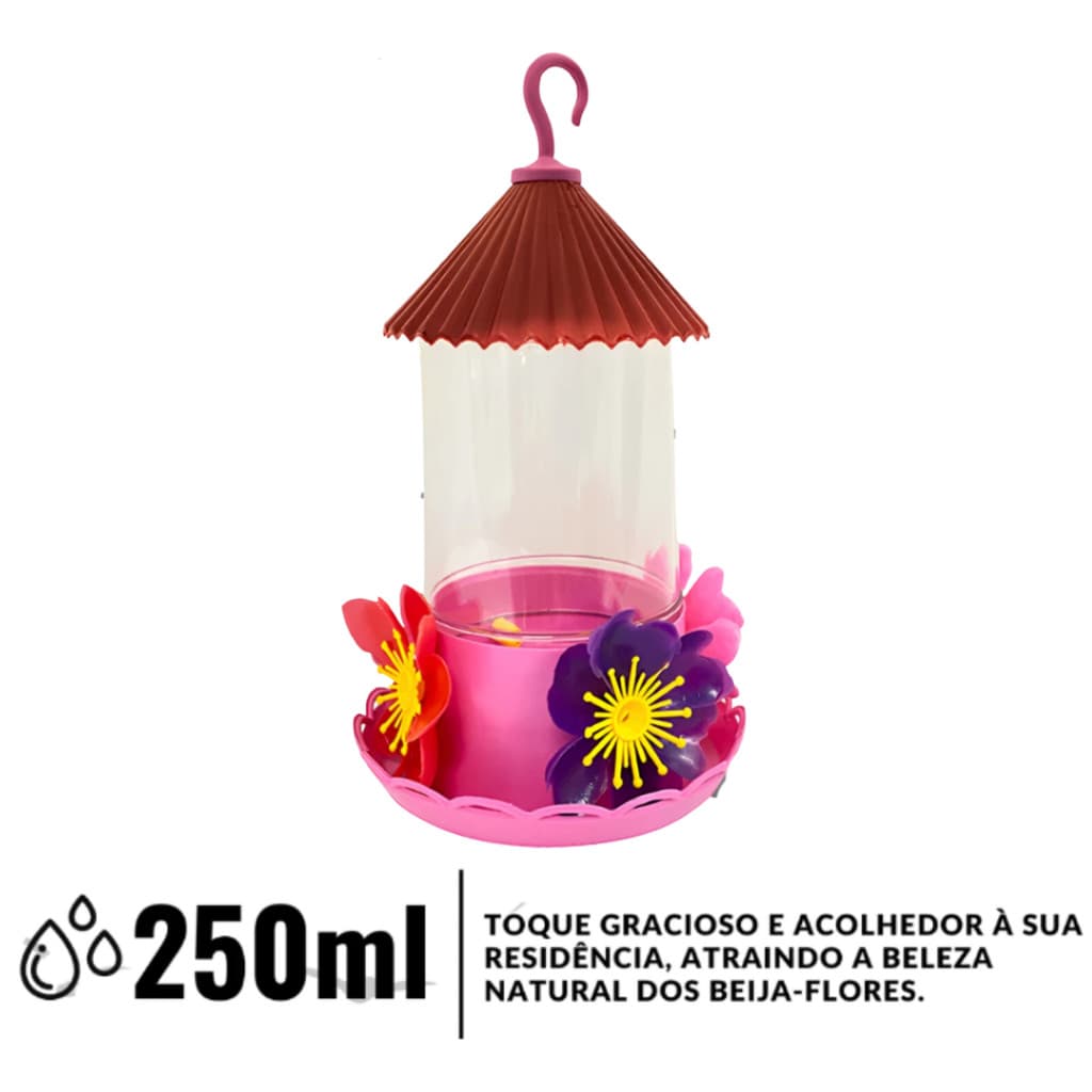 Bebedouro Pássaros Beija-flor Chapéu 250ml colorido