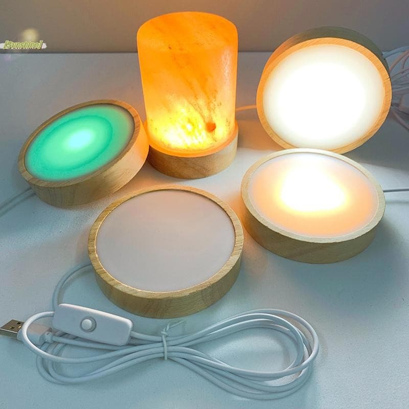 [Sunshine] Base de Luz Noturna LED Redonda Decoração Exibição Ornamento de Bola de Vidro de Cristal [Novo Modelo]