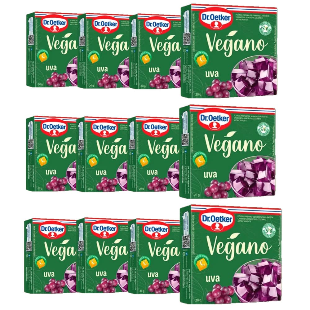 Kit c/12 Gelatinas Vegano Uva 20gr - Dr. Oetker