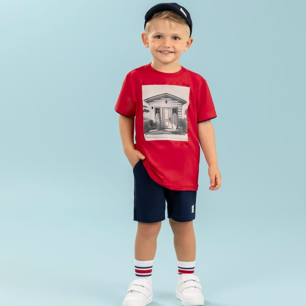 Conjunto Camiseta  Cotton e Bermuda Moletinho -  Glinny