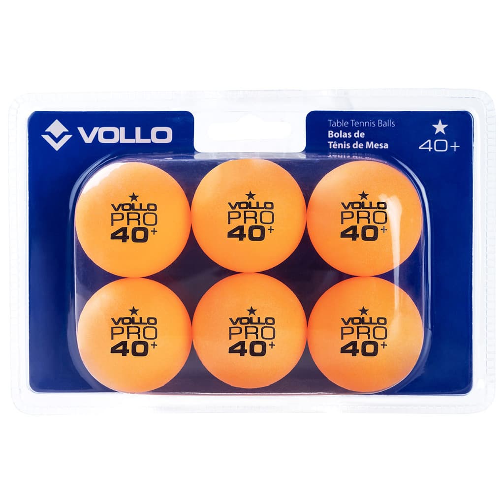 Kit 6 Bolinhas Ping Pong Tenis de Mesa 1 Estrela Vollo Pro40 Competição e Treinamento Avançado