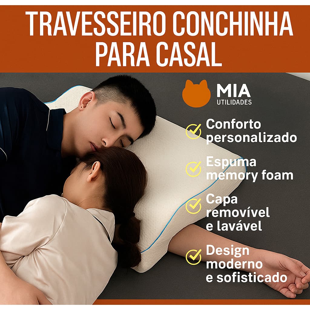 Travesseiro Ortopédico Para Dormir De Conchinha Casal Top Confortavel Ergonomico Mia Utilidades