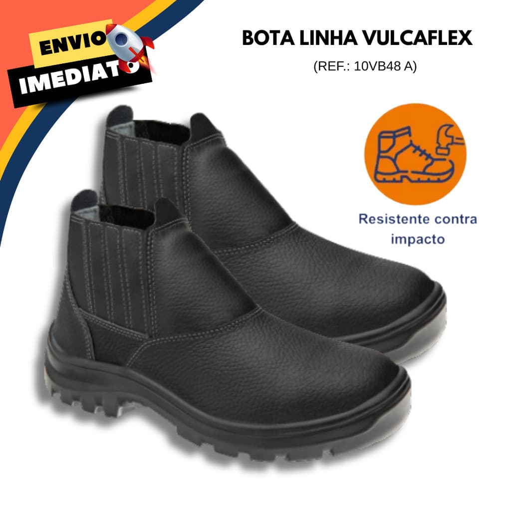 Bota Botina de Segurança Vulcaflex Marluvas Resistente Bico Aço Marluvas para Pedreiro Construção Civil Serviços Gerais