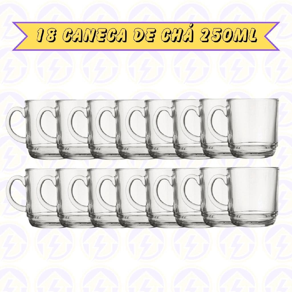 Canecas Transparente Vidro 250ML Café Cappuccino Chá 18 uni
