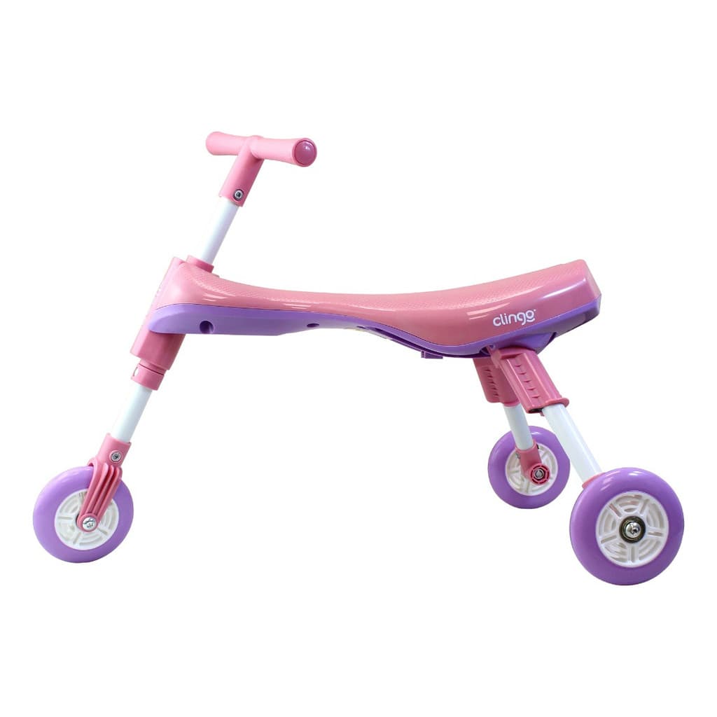 Triciclo Infantil Dobrável Clingo Rosa e Lilás - Compacto e Leve