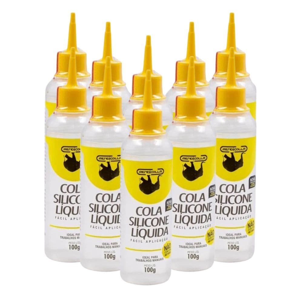 Kit 10 Colas Silicone Líquida 100g Rendicolla | Colagem e Aplicação Rápida Fixador Artesanato Cola Fria