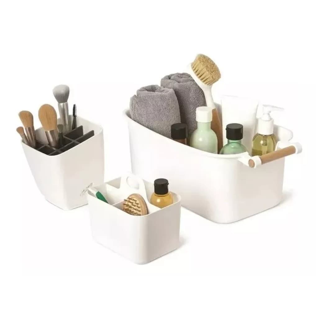 Conjunto Organizador Umbra Blanc 3 Peças Branco - Perfeito Para Organizar Maquiagens Acessórios de Banheiro E Muito Mais