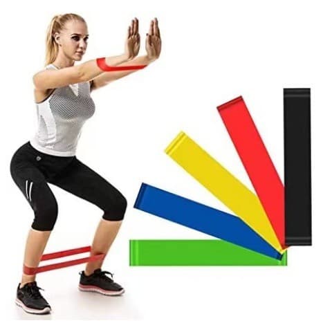 Kit 5 Faixa Elástica de Resistência Mini Band para Treino Yoga Pilates Treino Academia Musculação