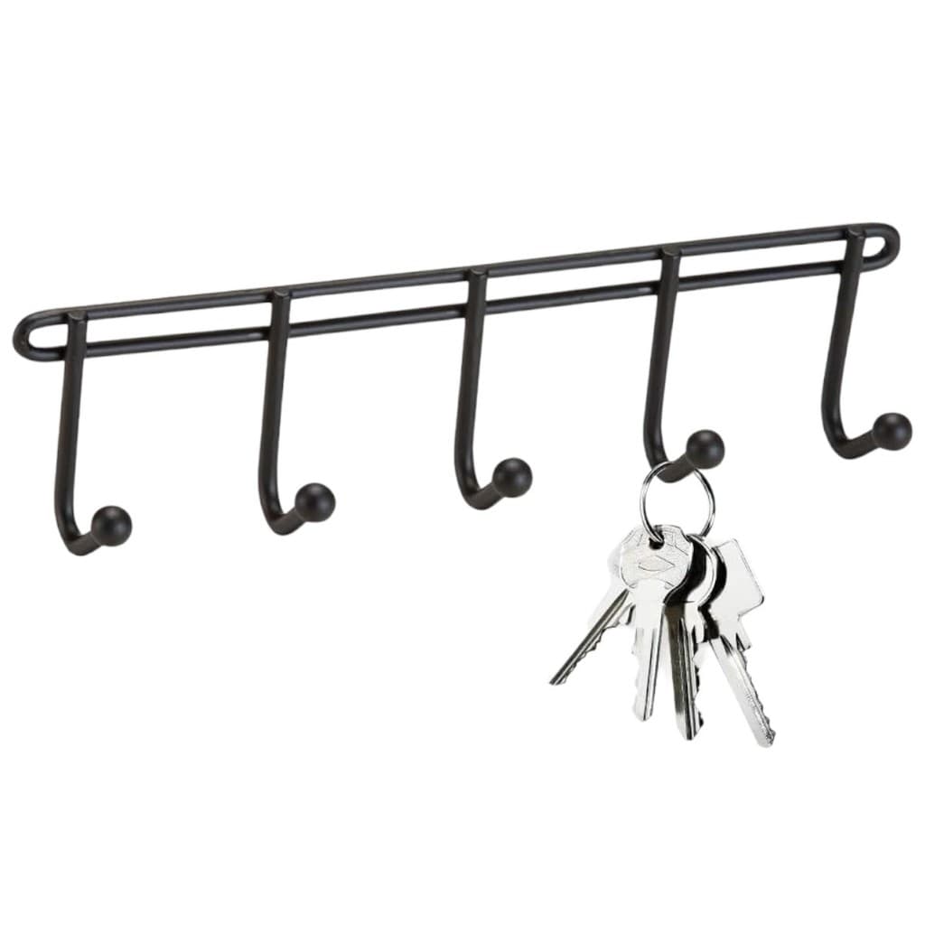 Porta Chaves Parede 5 Ganchos Arthi Preto Aço Linha Black Organização
