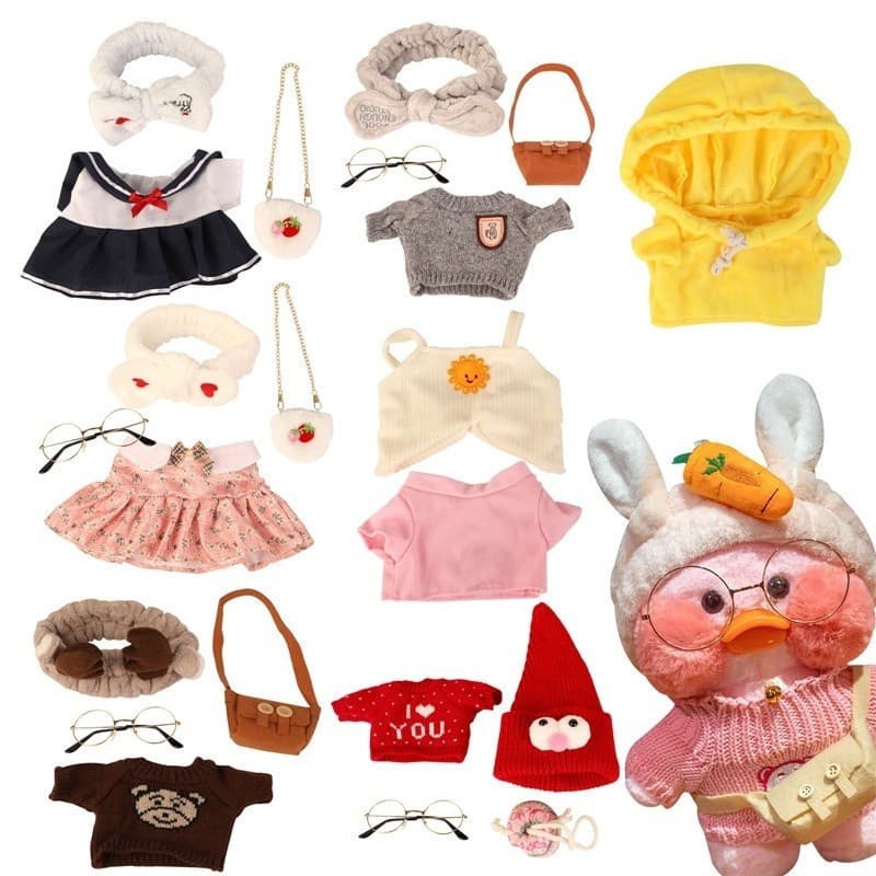 Conjunto de Brinquedos de Pelúcia de Pato Kawaii Lalafanfan Café 30 cm, Boneca de Pato Brincalhão e Macio