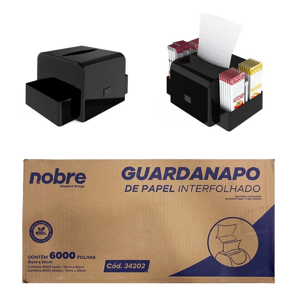 Kit Guardanapo Interfolhado 10x20 + 25 Porta Guadanapos