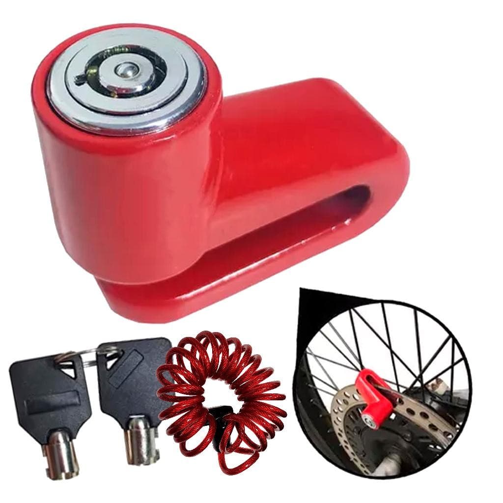 Trava Disco Moto Com Corda Para Lembrete Vermelho