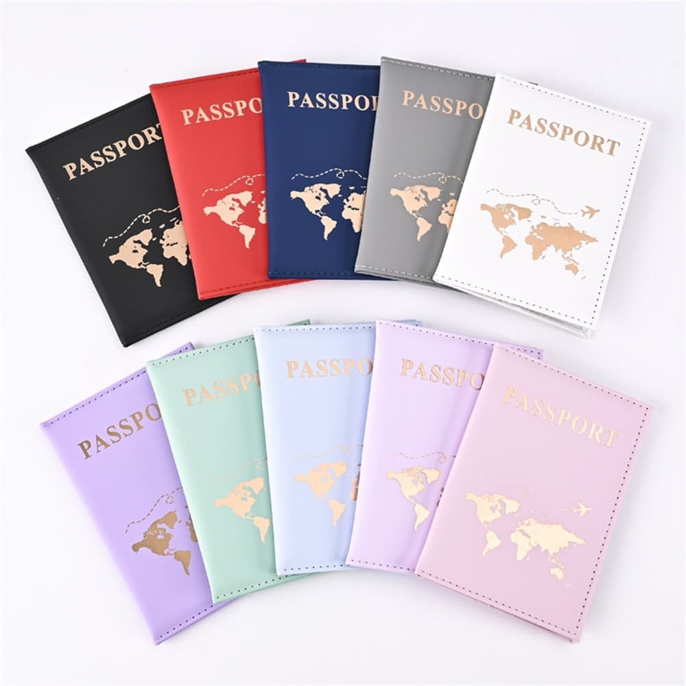 Viagem Simples Tecer Pele PU Passaporte Capa Protetora Clipe De