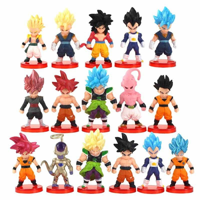 16 pçs/lote Dragon Ball Z Figuras Son Goku Gohan Vegeta Trunks Buu Freeza Broly Anime Dbz Modelo Brinquedos