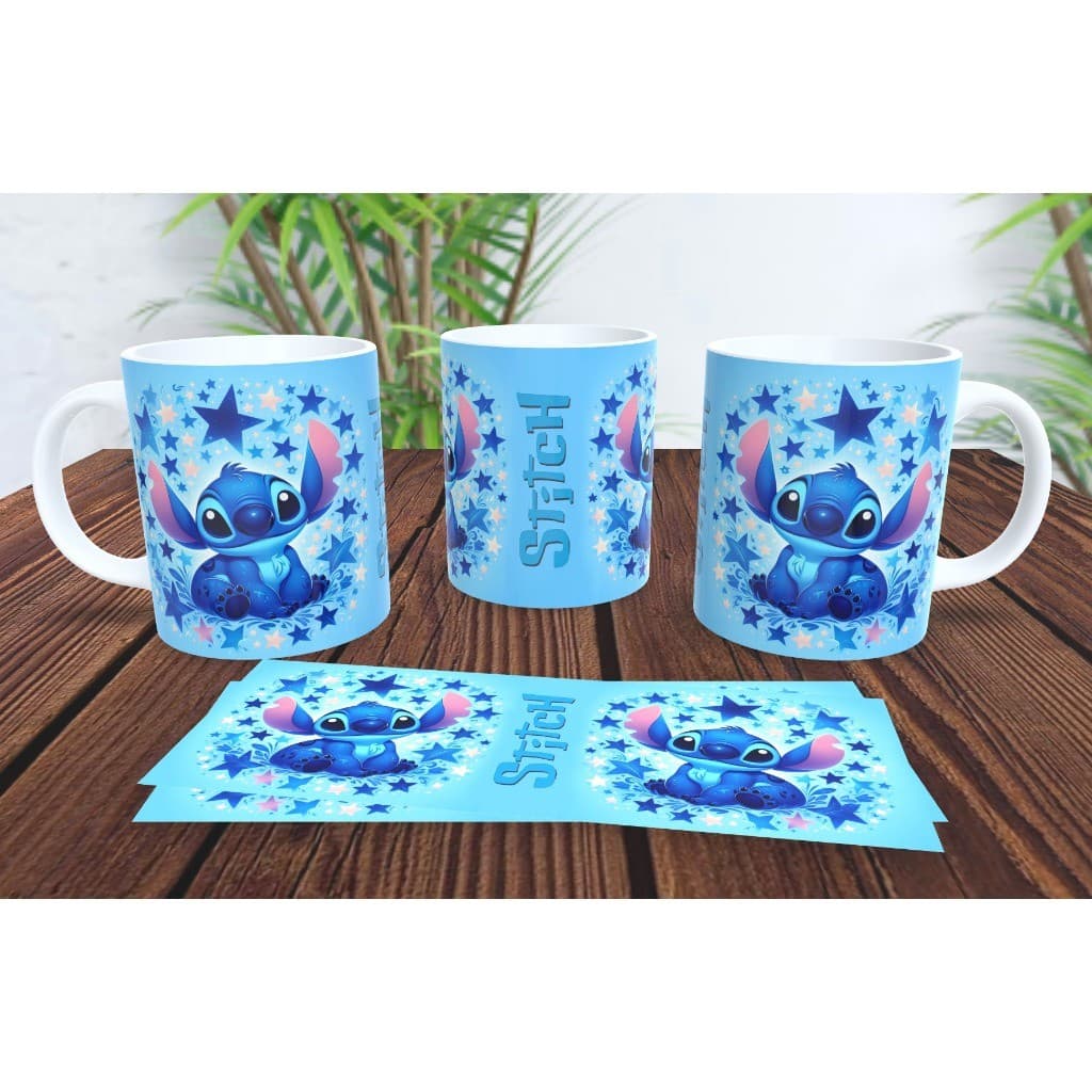 Caneca de Cerâmica Tema Stitch 325ml Stitch e Lilo