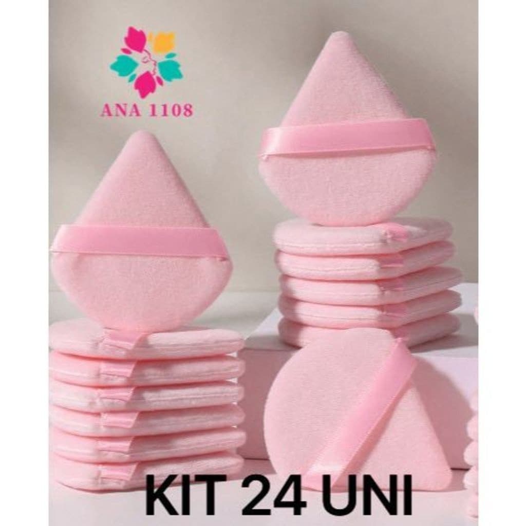 ANA1108 Kit 24/48 unidades Esponja Triangular Para Pó De Veludo Maquiagem