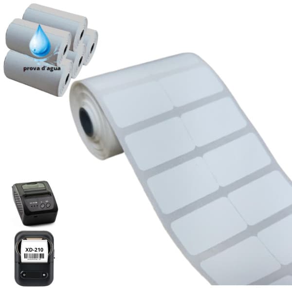 5 rolos etiqueta 15x25 dupla A PROVA DAGUA PARA XD-210 PT260