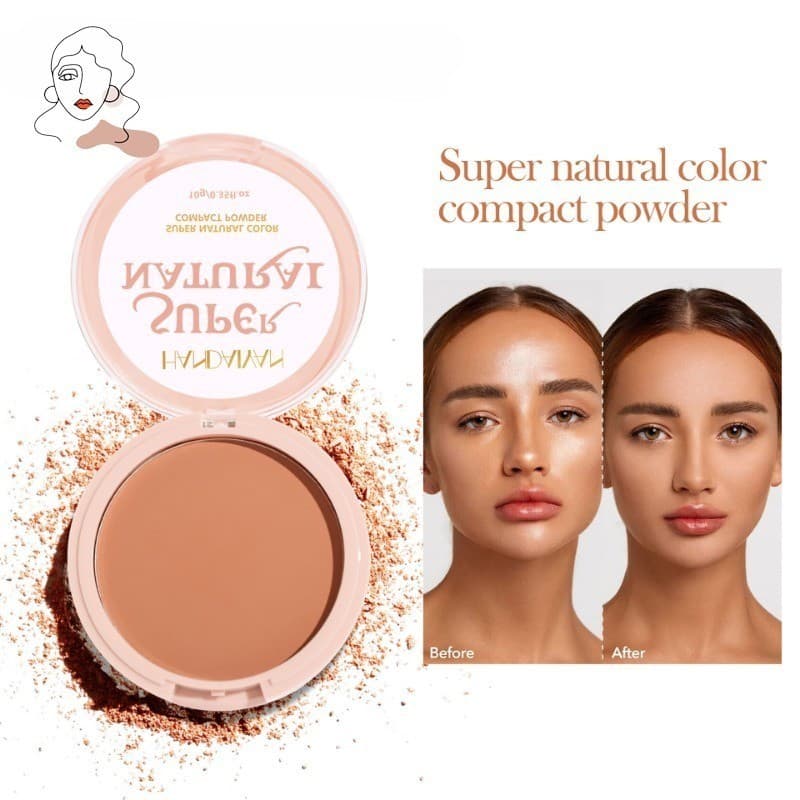 Pó Compacto Super Natural HANDAIYAN – Controla a Oleosidade e Minimiza Poros