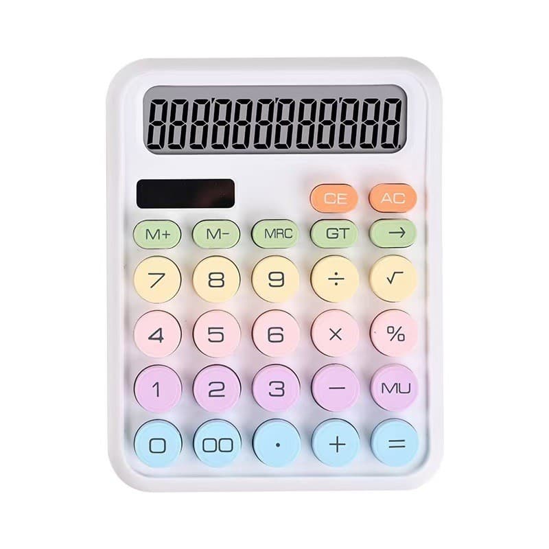 Calculadora Colorida Morandi 12 Dígitos com Teclado Mecânico p/ Escola e Escritório Multineos