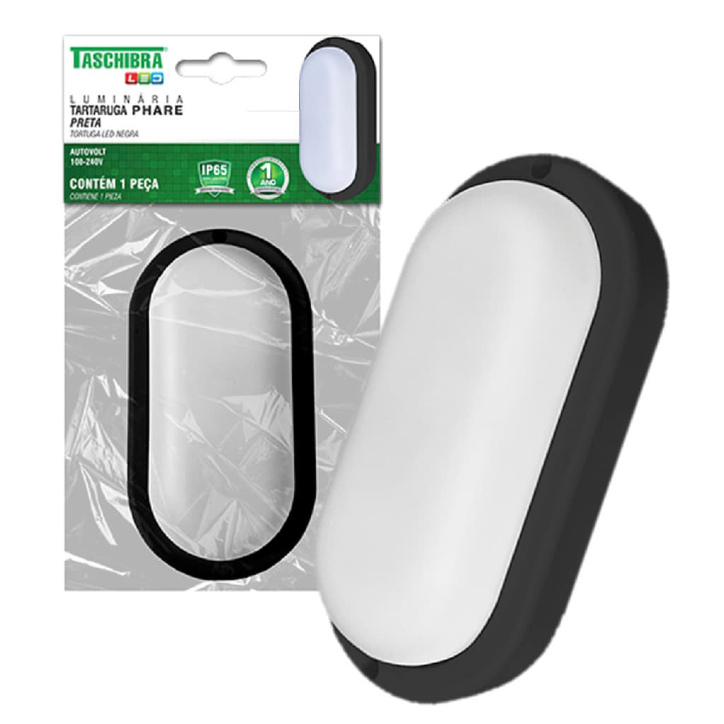 Arandela Tartaruga Led Preta Ip65 24w Branco Neutro 4000K
