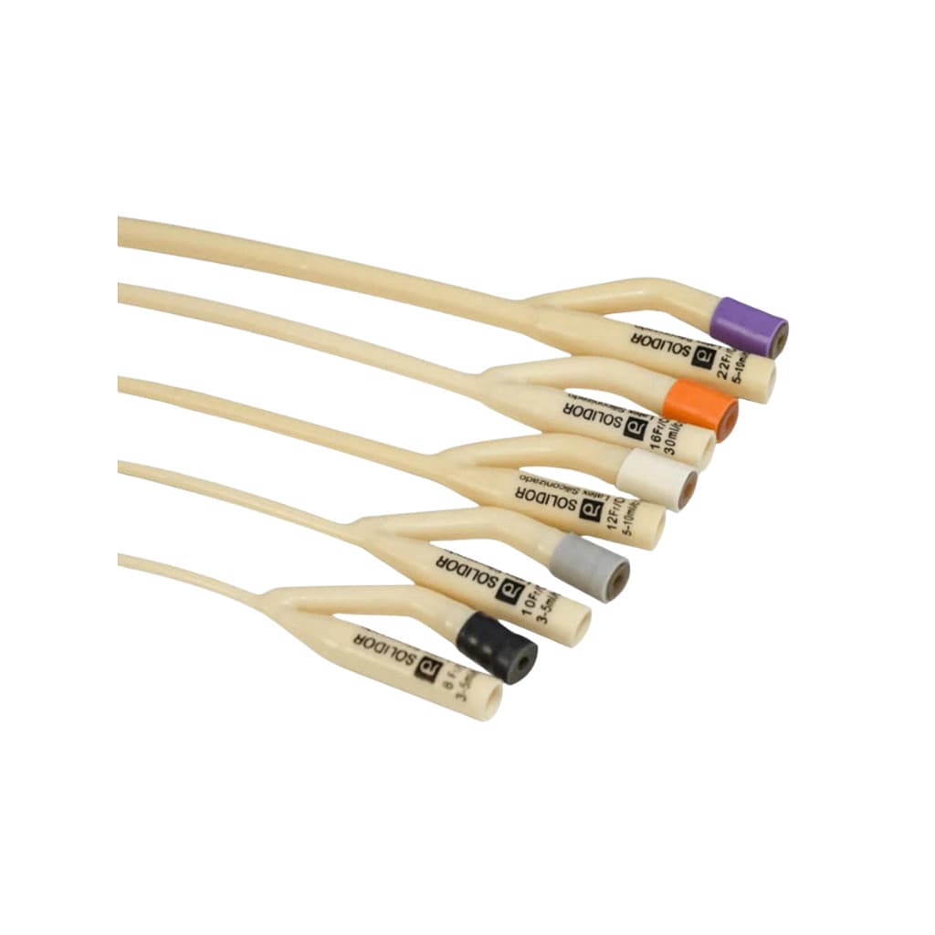 Sonda Foley 22FR 2 Vias Látex Siliconizado Solidor Estéril Cateter Vesical Caixa 10 Unidades