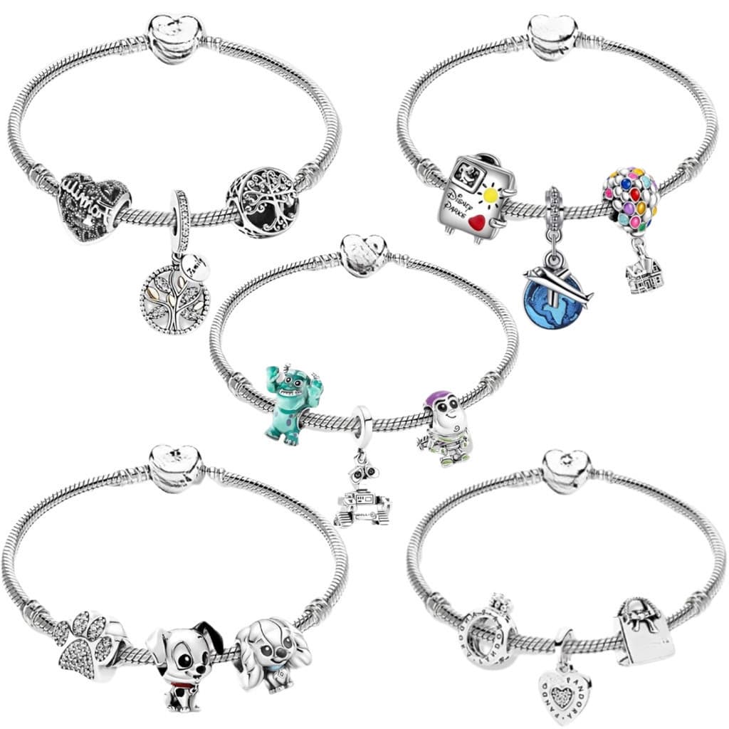 Berloque  Pulseira Prata 925 Jóias Mulheres Pulseiras e Conjunto de Pingente