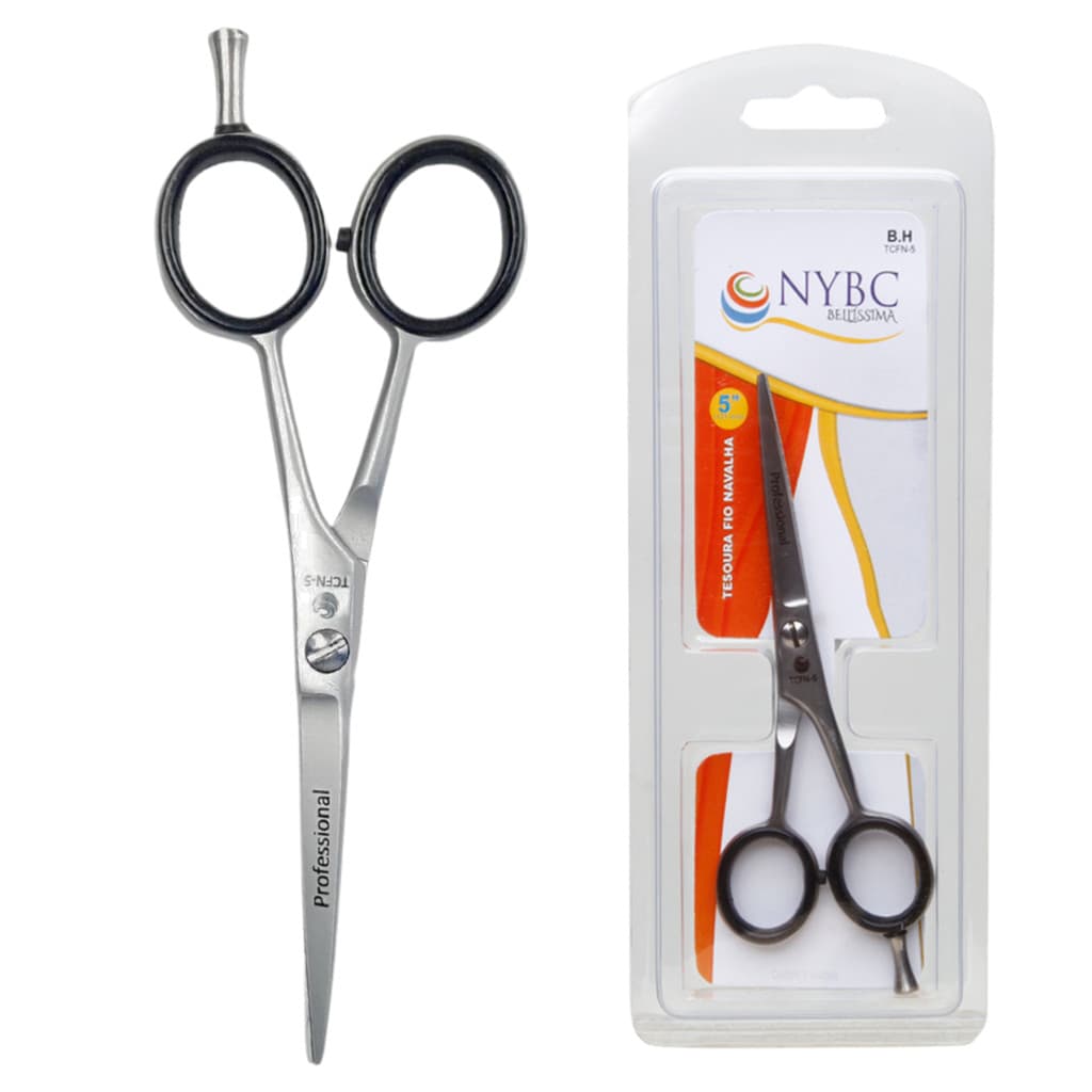 Tesoura de cabelo fio navalha profissional aço inox 5" 12cm