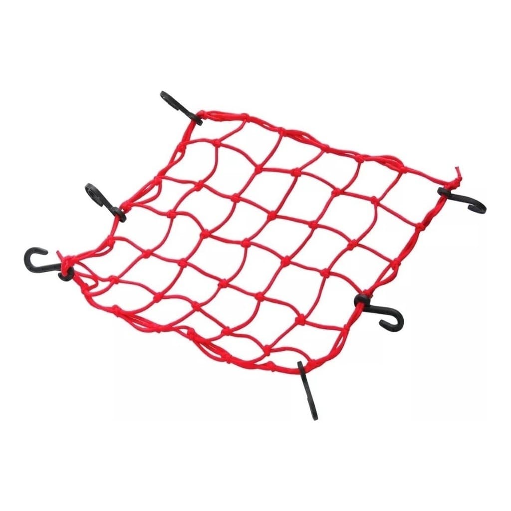 Rede elástica aranha vermelha para capacete e bagageiro moto/carro 35cm x 35cm