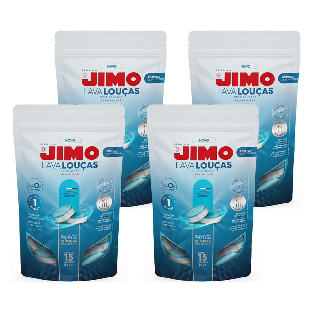 Kit 4 Jimo Lava Louça Hidrossolúvel Máquina Lavar Louça