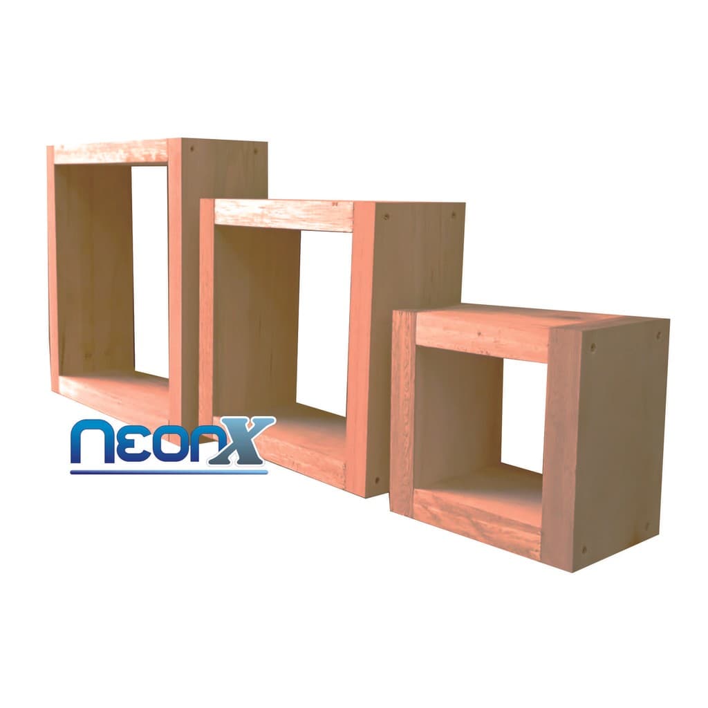 Kit 3 Nichos De Madeira Com Suporte Invisível NeonX Sem Pintura