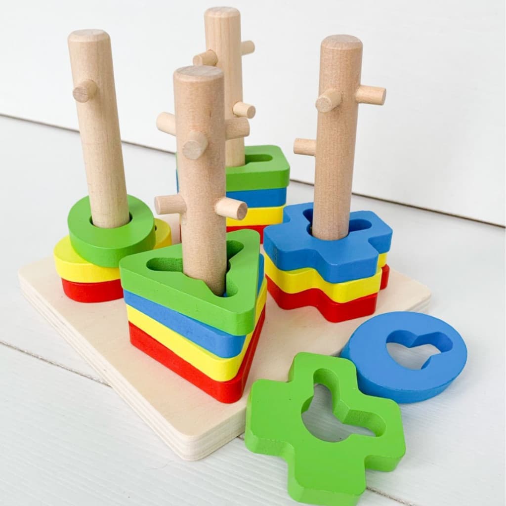 Prancha de Encaixe em Madeira - Montessori Aprenda Brincando! - Desenvolva a Coordenação Motora