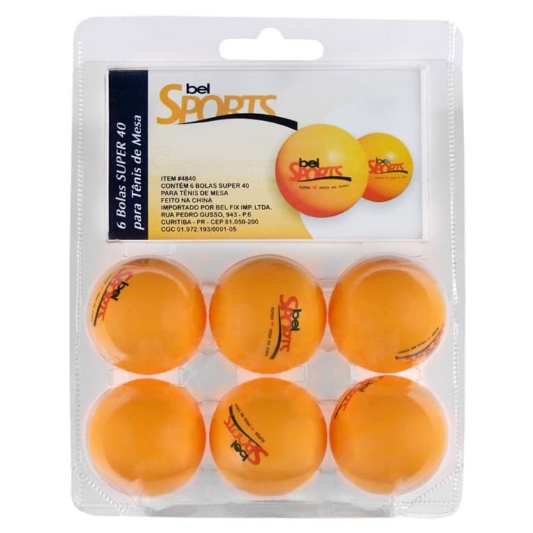 Bolinha de Tênis de Mesa Ping Pong c/ 06 Peças Laranja Bel Fix