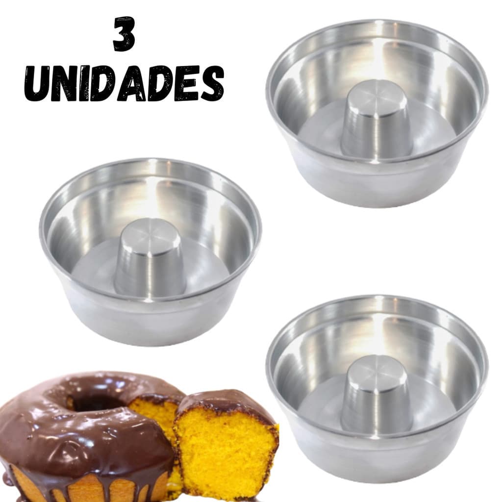 KIT - 3 Formas para Bolo com furo,18cm Pudim bolo Torta Suíça