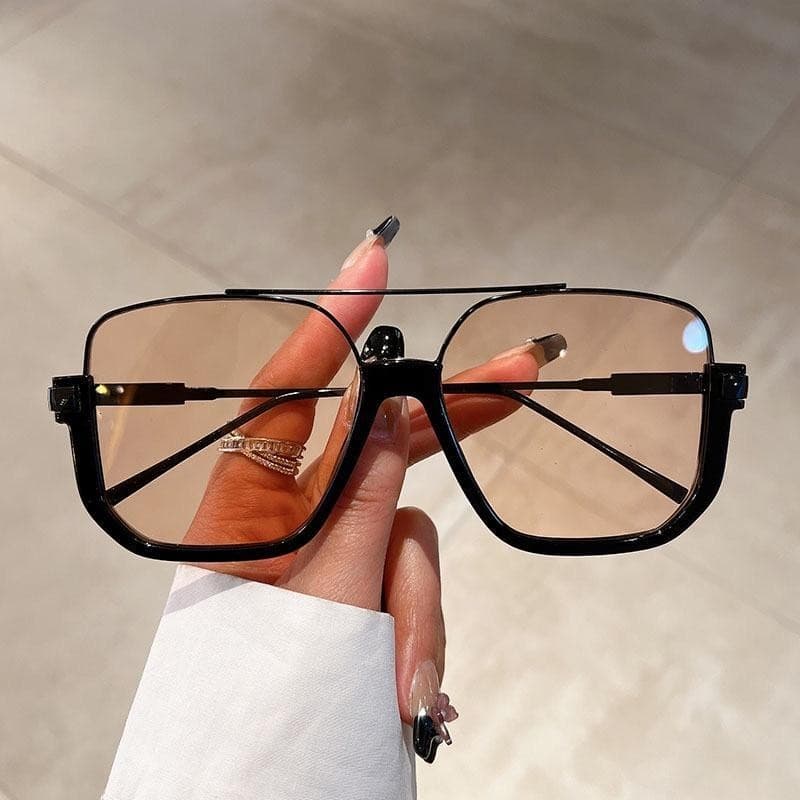 oculos de sol feminino marrom quadradado armação de metal
