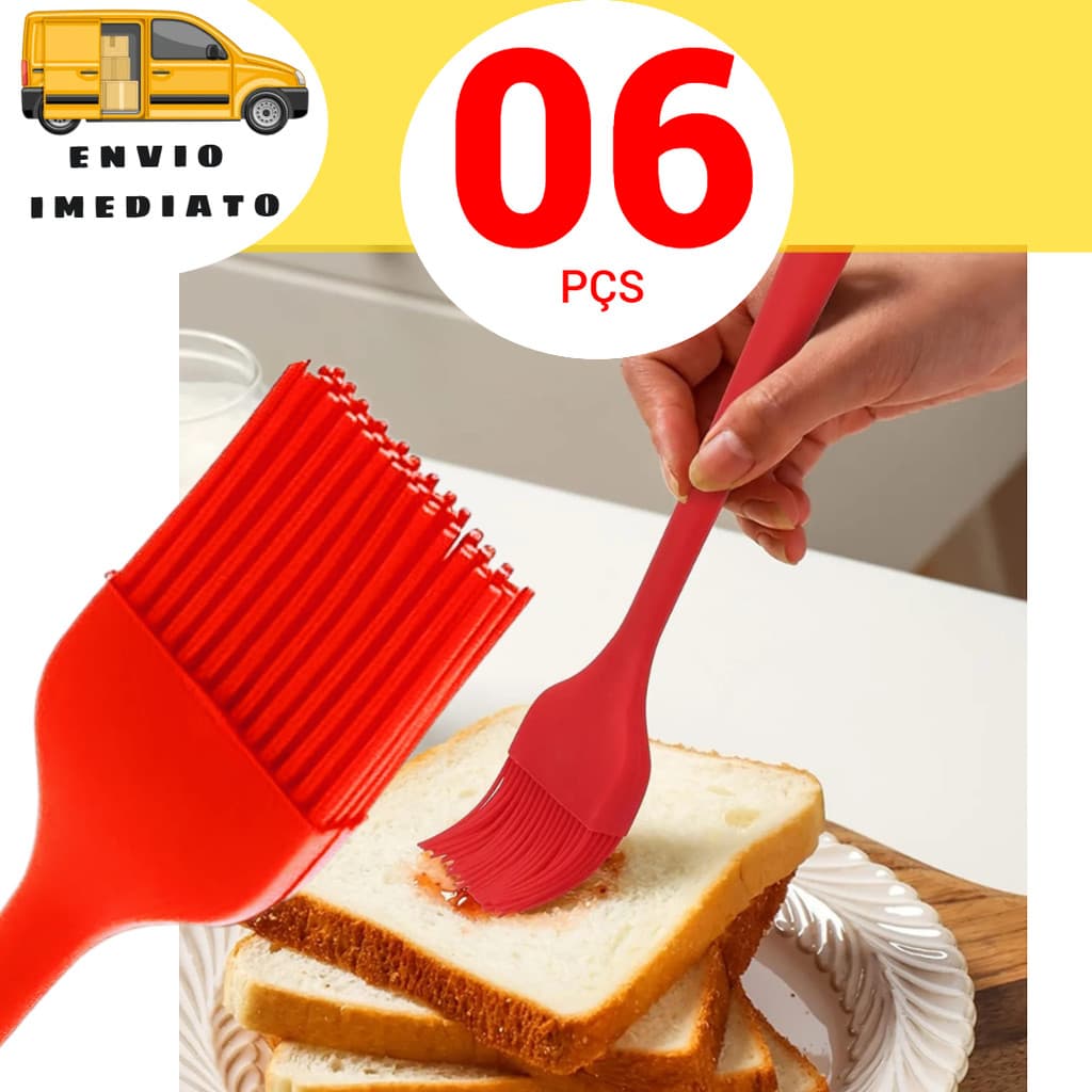 6 Pç Pincel de Silicone Grande 25cm Pincel de Silicone Cozinha Pincel Culinário Confeitaria Pincelar Molho Manteiga Ovos