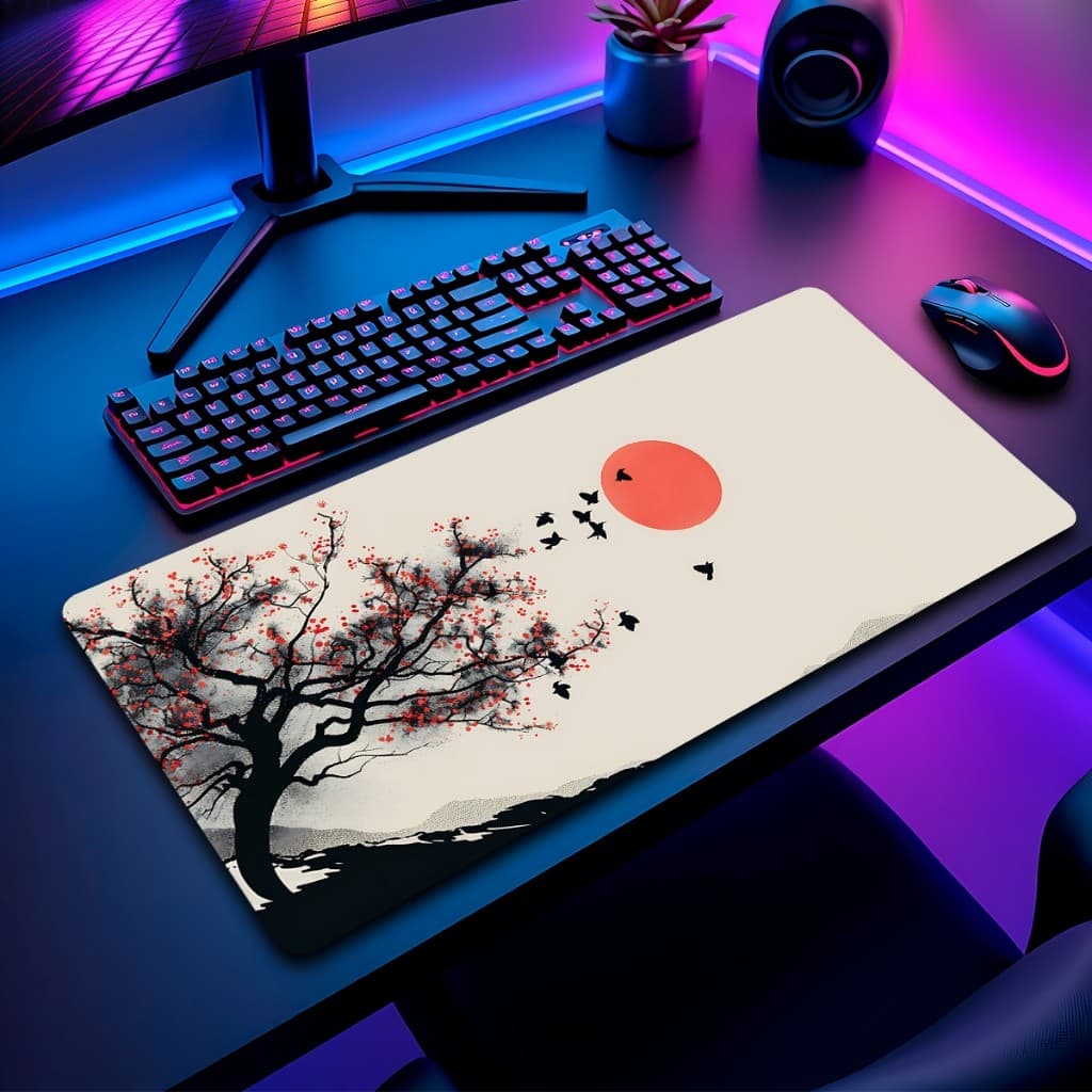 Mouse Pad Dragao Japones Gamer Antiderrapante Grande Diversas Estampas Personalizado 70x35