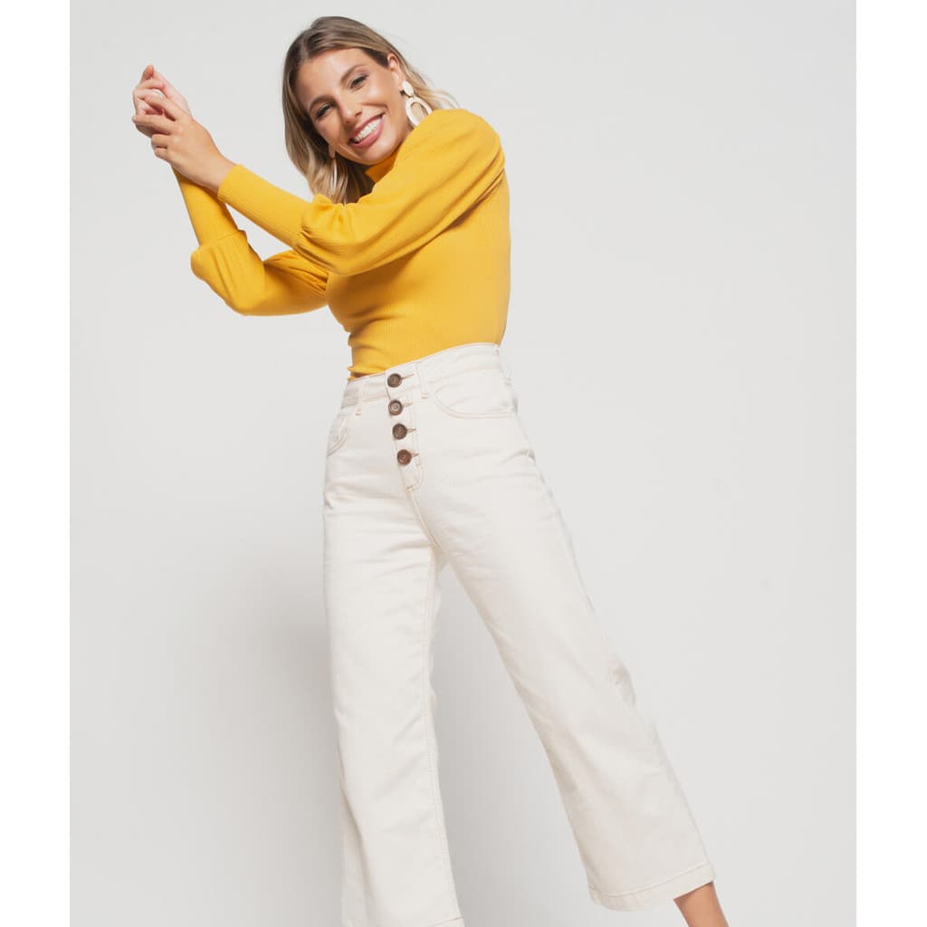 Blusa Princesa Manga Longa Canelada Salvatore Fashion