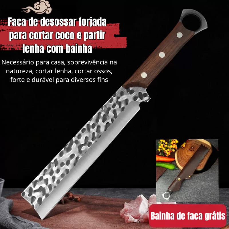 Faca Cutelo Fulltang Aço Manganês,chef, Japonês,+bainha Couro