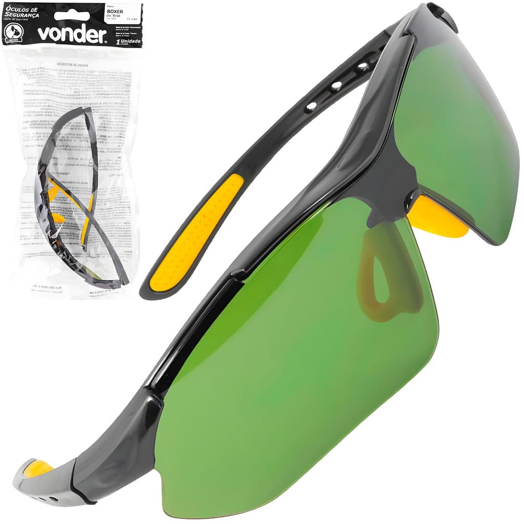 Óculos de Sol Esportivo Verde Vonder EPI Proteção Segurança Ciclismo Tático Boxer Antirrisco UV