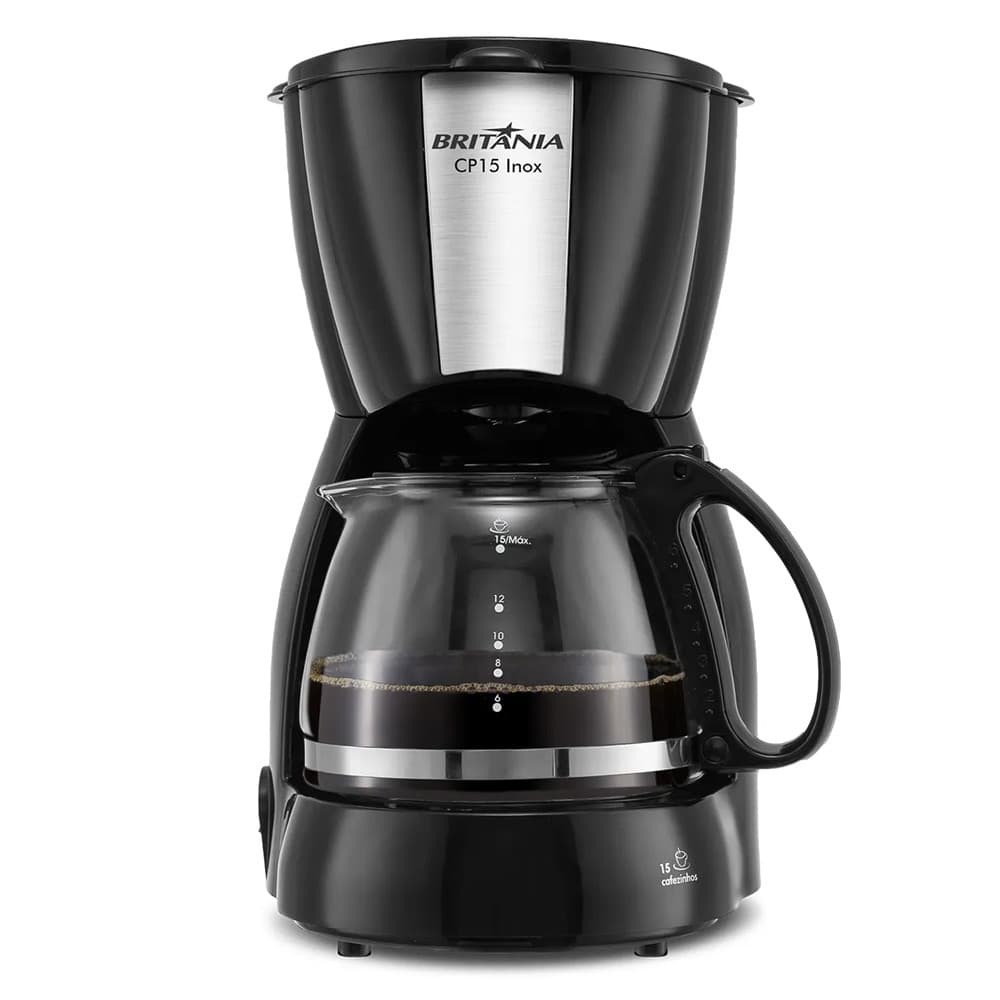 Cafeteira Britânia CP15 Vidro Preto Com Inox