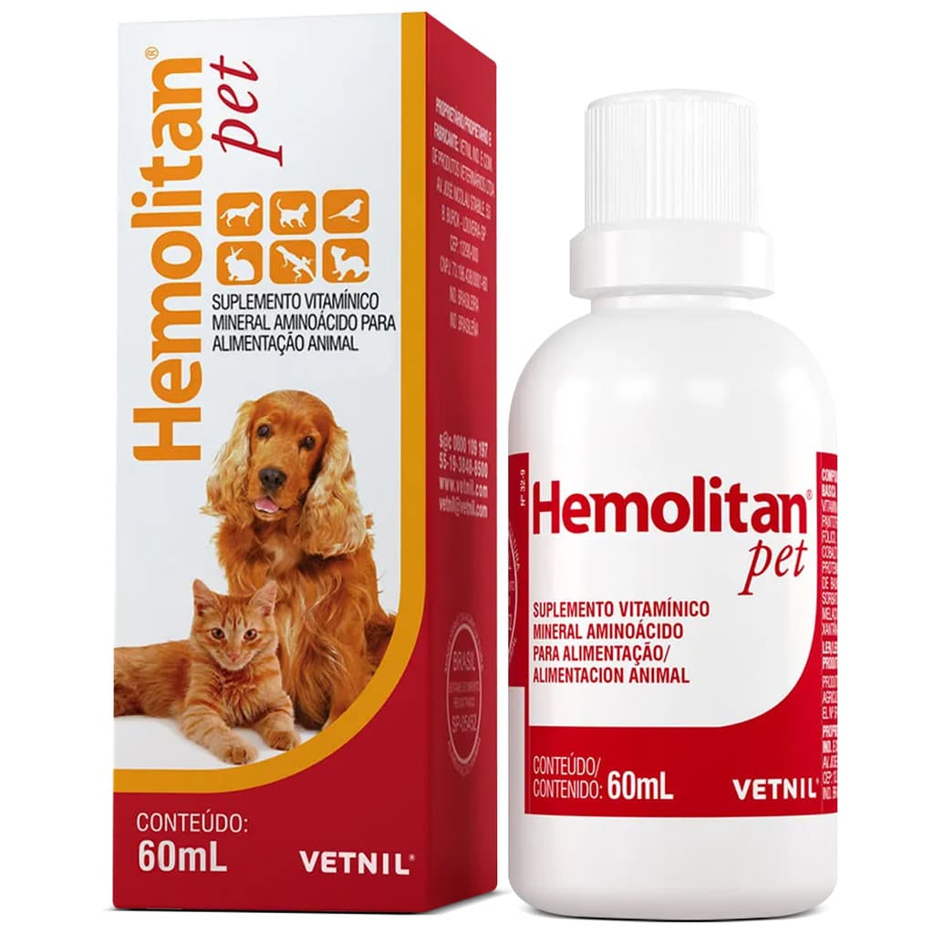 Hemolitan Suplemento Vitamínico Pet P/ Todos Animais 60 Ml